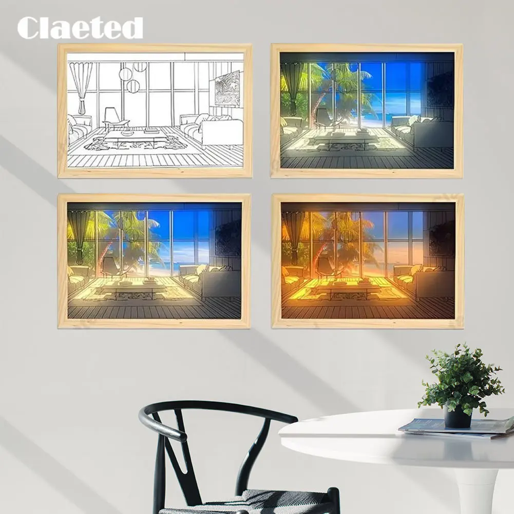 Đèn Khung ảnh bằng gỗ sáng tạo Đèn LED acrylic ánh sáng ban - DTN-83