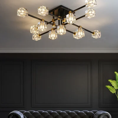 Đèn chùm thủy tinh pha lê LED sang trọng Mount Balck Đèn trần cho phòng - DC-146