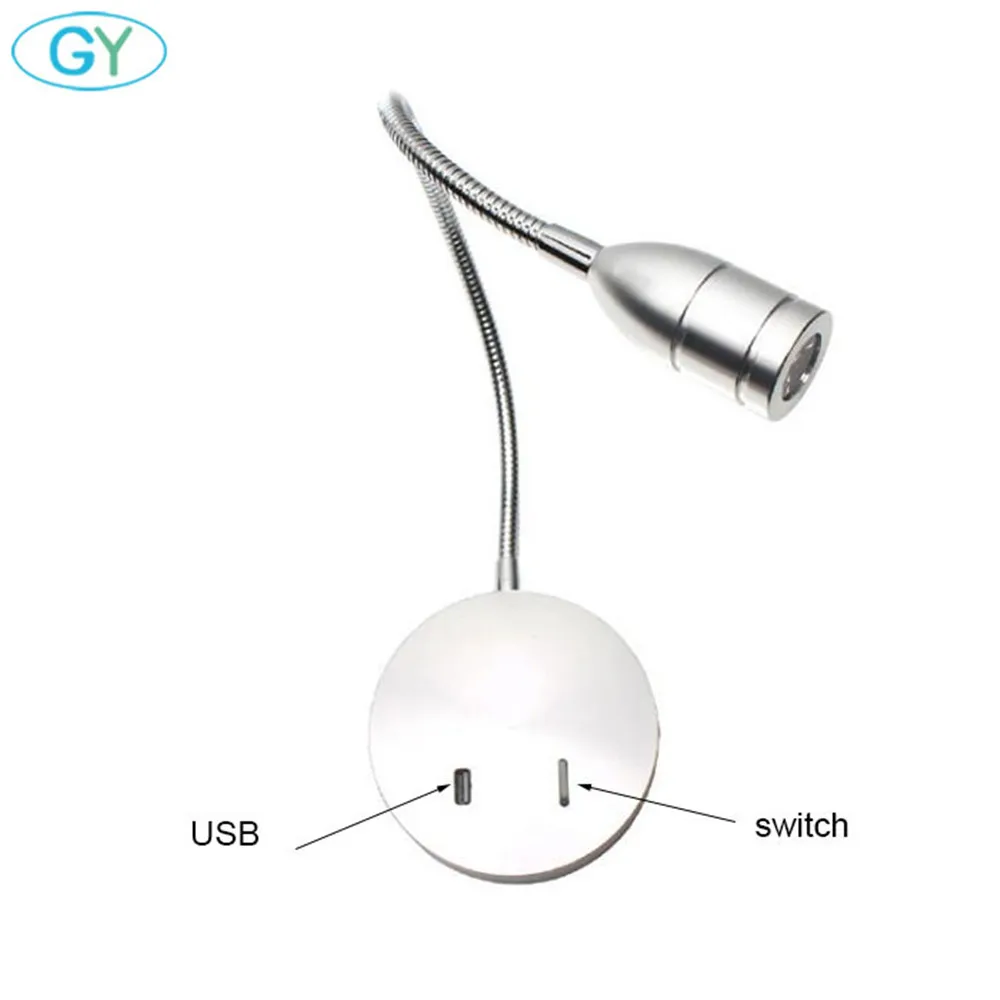 Đèn D10cm Đế Lớn Tường Sconces, Đèn LED USB Đầu Giường Đọc - DTN-180