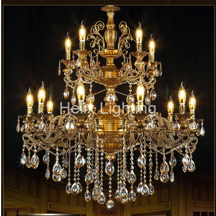 Decora Đồng Thau Giả Cổ Màu Đèn Chùm Đèn K9 Tinh Thể Đèn Hợp Kim Đồng Đ - DC-476
