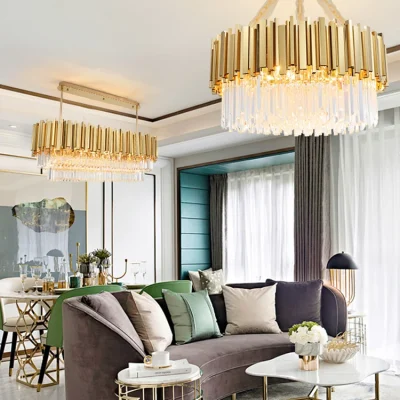 Đèn LED có thể điều chỉnh độ sáng Pha lê Lustre Treo đèn Vàng Cổ điển Đ - DC-303