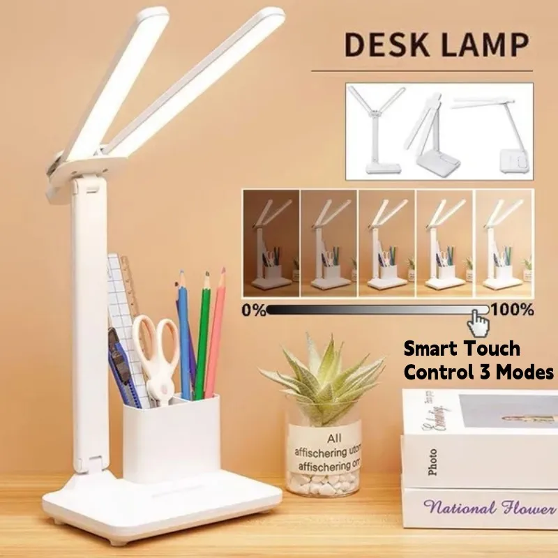 Đèn bàn LED gấp đôi bảo vệ mắt Ổ cắm sạc gấp có lịch đọc sách Đèn bàn - DDB-481