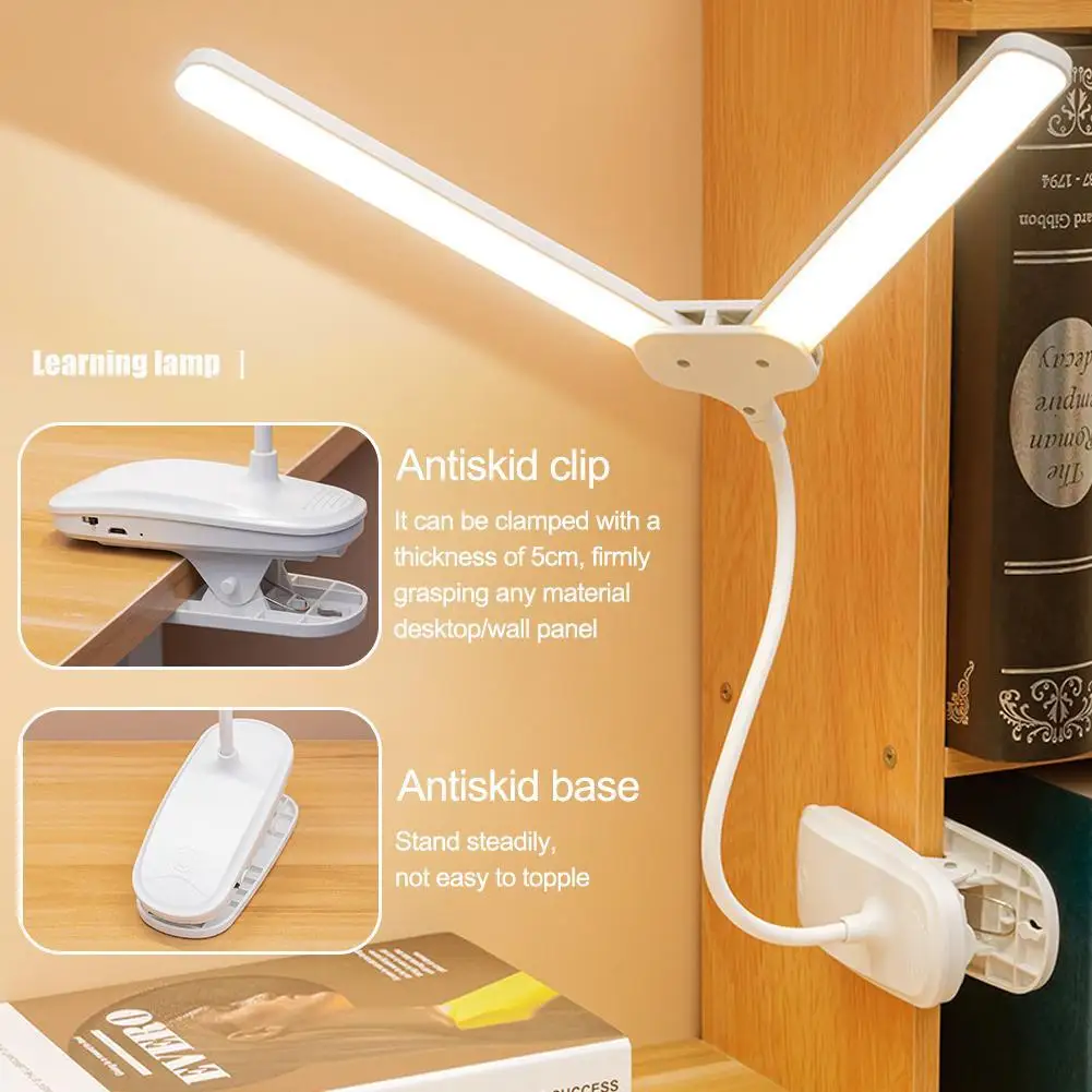 Đèn bàn LED hai đầu Kẹp trên đèn bàn học Đèn ngủ đọc sách mờ cho phòng - DDB-536