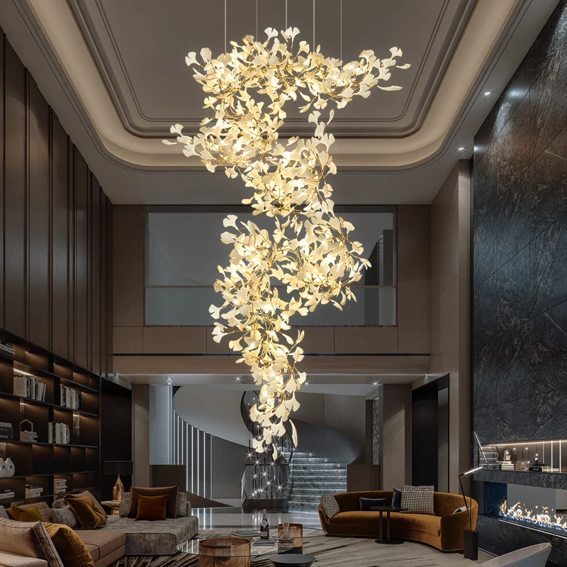 Ginkgo Biloba Grand Chandelier Villa Duplex Phòng khách Sảnh khách sạn P - DC-73
