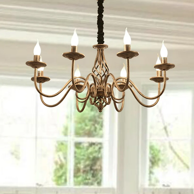 Chiều Cao Chất Lượng 8 Đèn Mộc Mạc Đèn Chùm Nến Nước Pháp Vintage Sắt Đ - DC-228