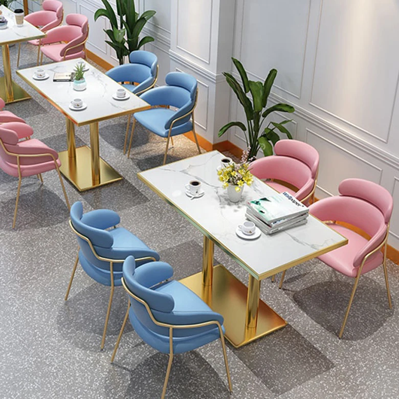 Bàn ghế Nóng Tròn Đá Cẩm Thạch Đầu Bàn Ăn Nhung Ghế Cafe - BGCF-2038