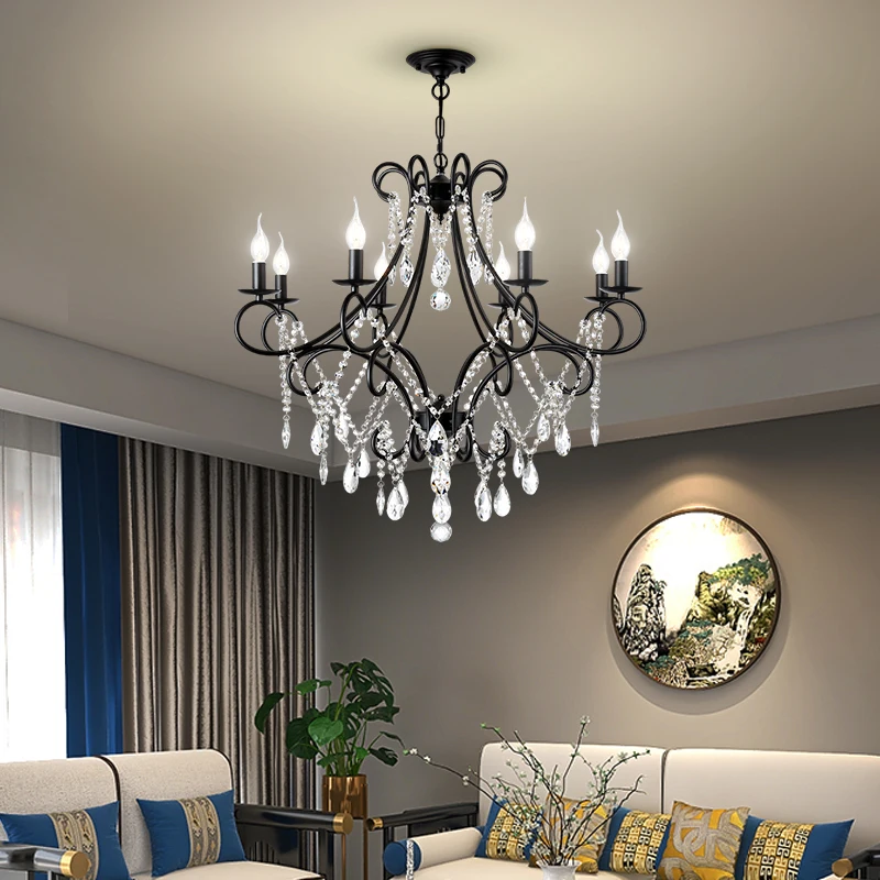 Phong Cách Công Nghiệp Sắt Pha Lê Trần Đèn Chùm Cho Hành Lang Phòng Khá - DC-275