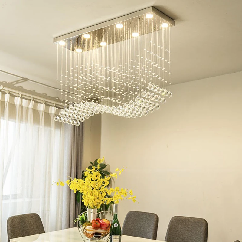 Đèn chùm pha lê K9 LED Chrome Hoàn thành sóng ánh sáng nghệ thuật trang - DC-390