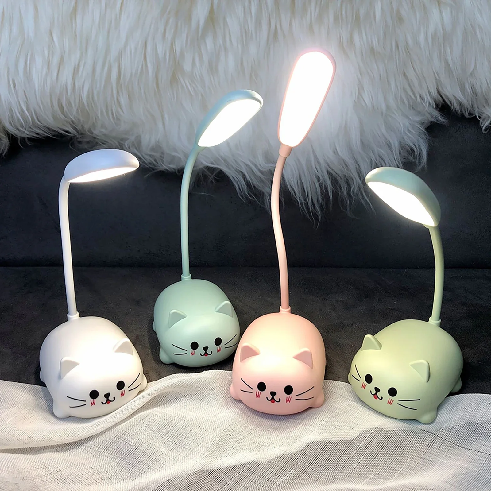 Đèn LED Để Bàn Cho Phòng Ngủ Trẻ Em Đèn Mèo Dễ Thương Sạc USB Kawaii Đ - DDB-364