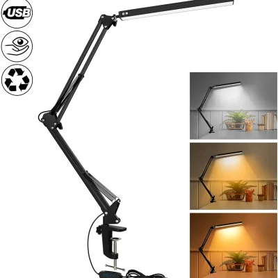 Đèn bàn LED có kẹp, Đèn bàn tay xoay 10W, Đèn bàn có thể điều chỉnh độ - DDB-546