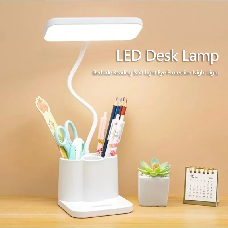 Đèn Bàn LED Sạc USB 3 Màu Vô Cấp Mờ Bảo Vệ Mắt Cảm Ứng Để Bàn Ký Túc X - DDB-144