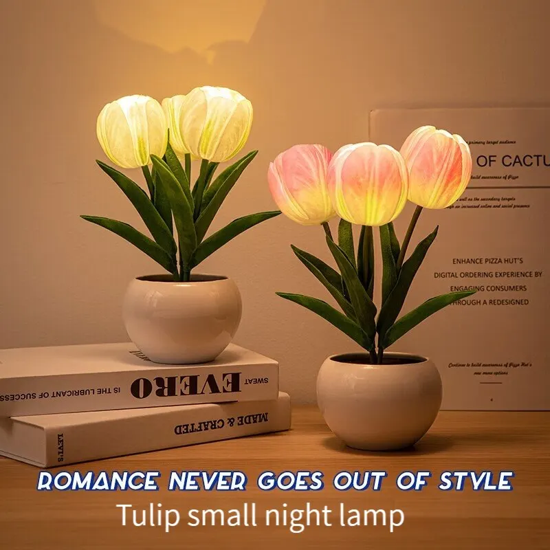 Đèn ngủ LED hoa tulip có thể được cắm vào hoặc sử dụng pin - DTN-228