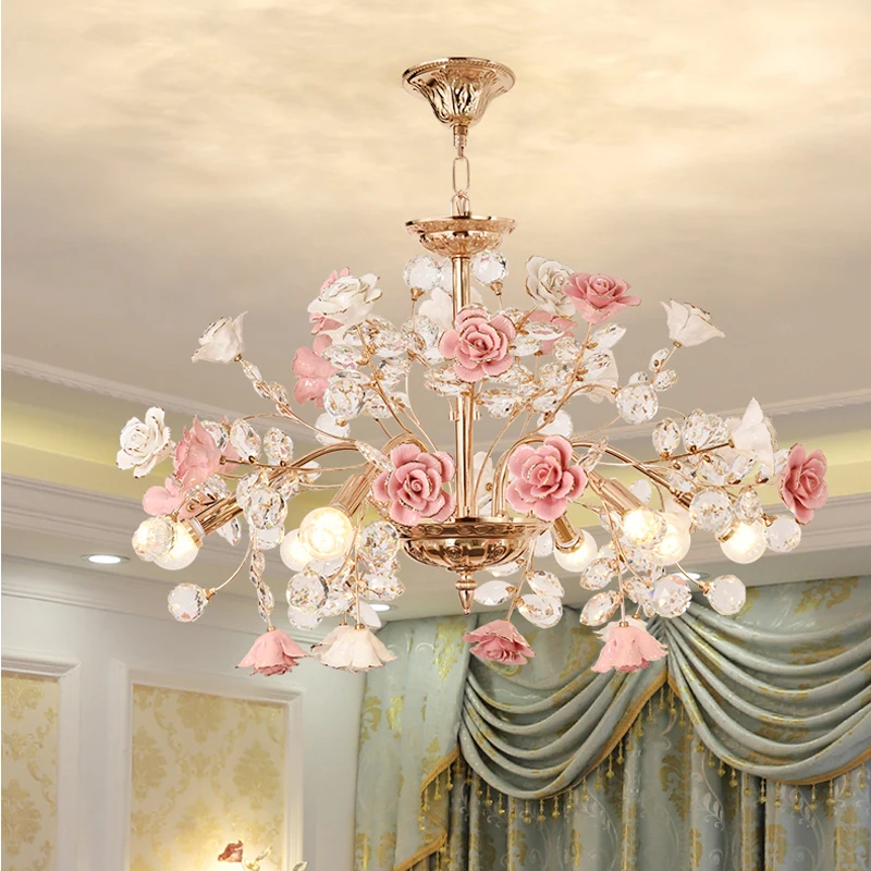 Phòng Ngủ sang trọng LED Đèn Chùm Pha Lê Hiện Đại Hoa Hồng Trang Trí Đè - DC-579