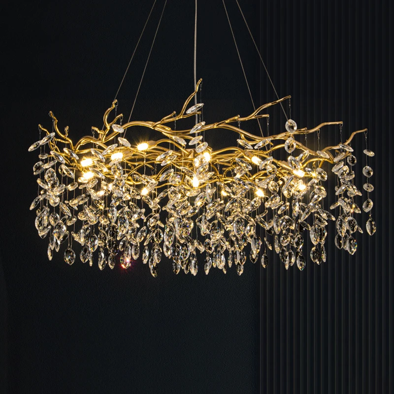 Pha Lê sang trọng LED Đèn Chùm Sống Phòng Ăn Chiếu Sáng Lustre Trang Tr - DC-444