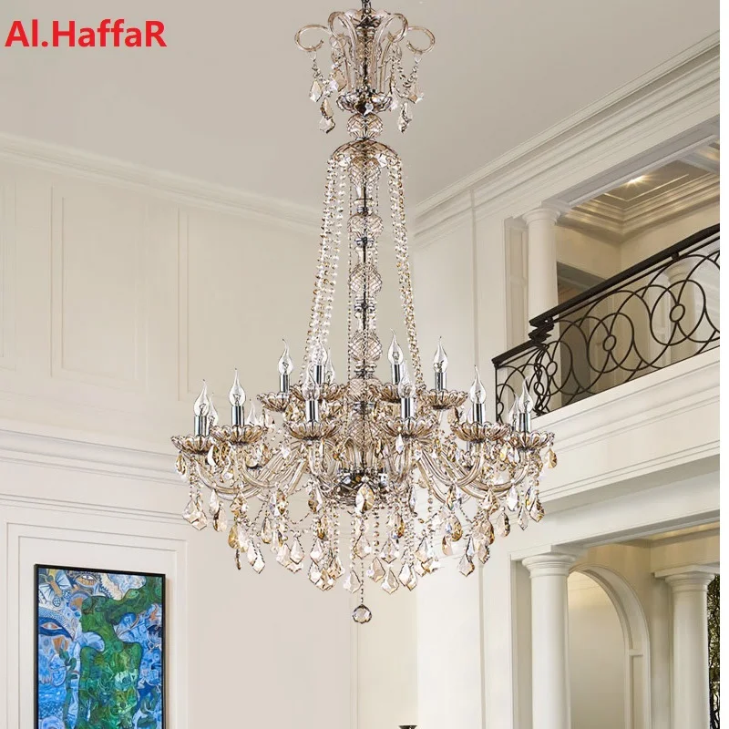 Sang Trọng Cực Dài Lớn Cầu Thang Vàng/SilverK9 Đèn Chùm Pha Lê Lustres - DC-457