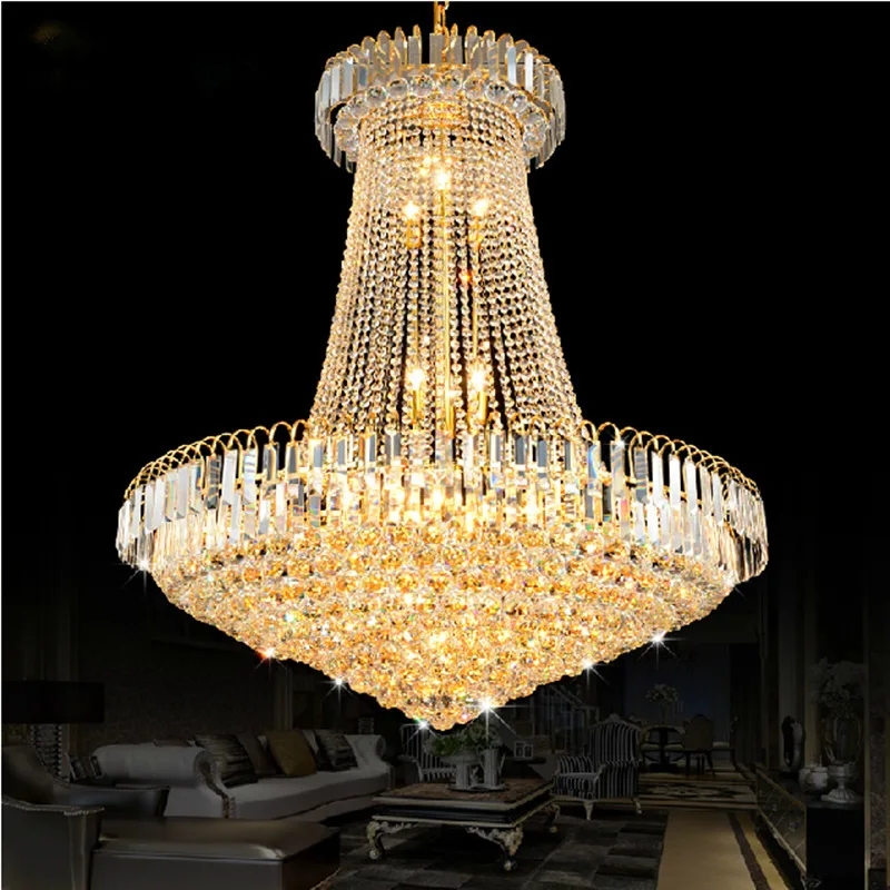 Sang Trọng Vàng Đèn Chùm Pha Lê Ánh Sáng Cầu Thang LED Xả Đèn Chùm Lust - DC-627