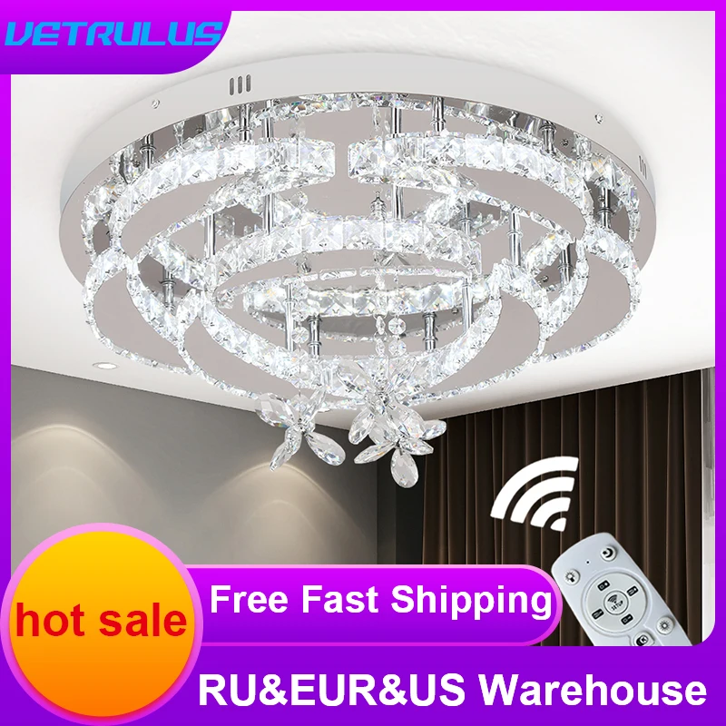 Sang Trọng K9 Đèn Chùm Pha Lê Hiện Đại Ốp Trần LED Sống Trang Trí Phòng - DC-660
