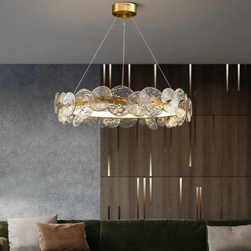 Sang Trọng Bắc Âu Đèn Chùm Tròn Vàng Thủy Tinh Pha Lê Led Hiện Đại Đèn - DC-345