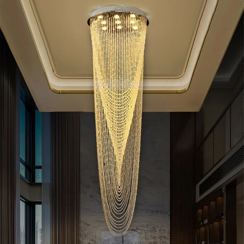 Cầu Thang Sang Trọng Ánh Sáng Đèn Chùm Pha Lê Tua Rua Chiếu Sáng Trong - DC-318
