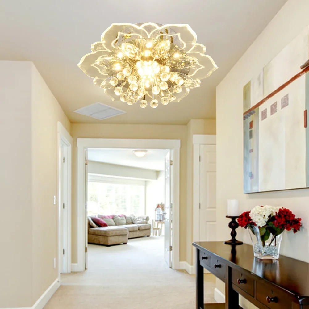 Đèn chùm pha lê LED 9W hiện đại Mặt dây chuyền hình hoa Đèn trang trí h - DC-408