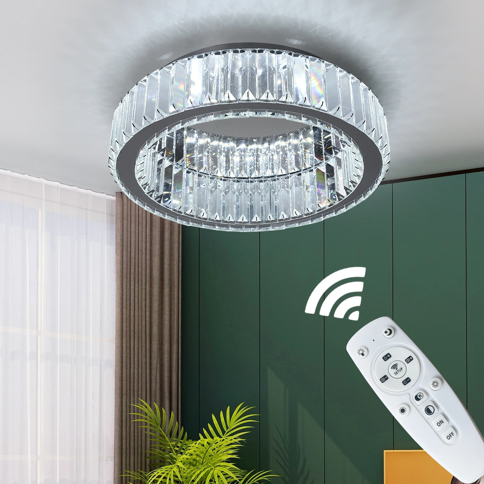 Hiện Đại Lớn Pha Lê Ốp Trần LED Vòng Tròn Đèn Chùm Lustre Trong Nhà Phòn - DC-92