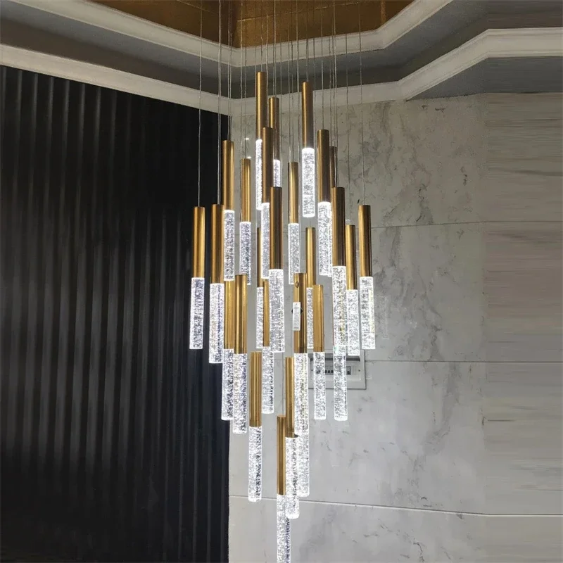 Trần Hiện Đại Pha Lê Đèn Chùm Dài Cristal Treo Đèn Cầu Thang Phòng Khác - DC-618