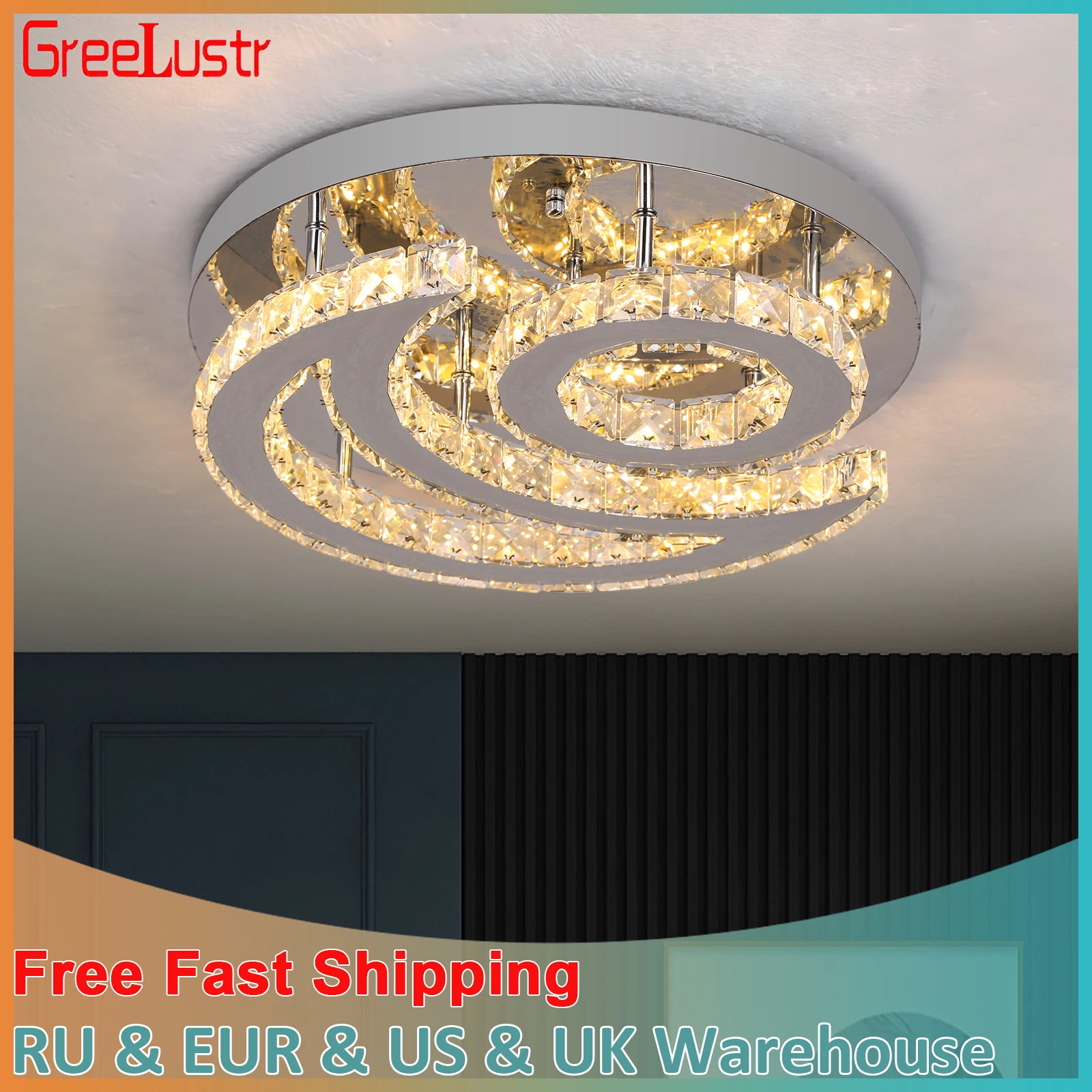 Hiện Đại Đèn Ốp Trần Pha Lê Led Mặt Trời Mặt Trăng Thiết Kế Đèn Chùm Mặ - DC-148