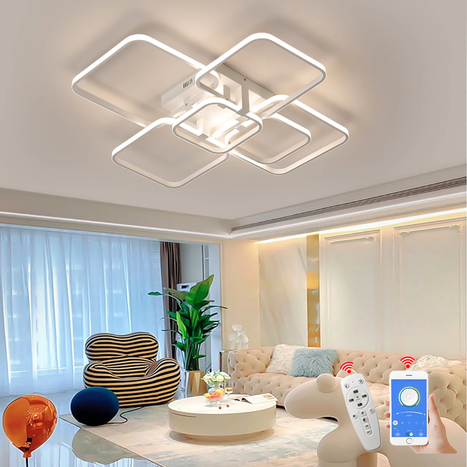 Đèn trần hiện đại Đèn trần trắng đen 3/5/6 đầu Đèn chùm Led cho phòng kh - DC-84