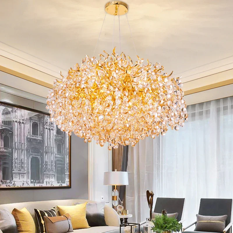 Hiện Đại Chrome Vàng Đèn Chùm Pha Lê Cho Phòng Ăn Sang Trọng Nhánh Đèn - DC-745
