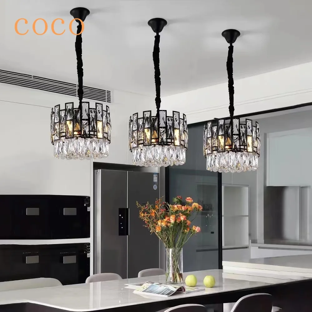 Sáng Tạo Hiện Đại Đèn Chùm Pha Lê Phòng Khách Phòng Ăn Nội Thất Đen Đèn - DC-752