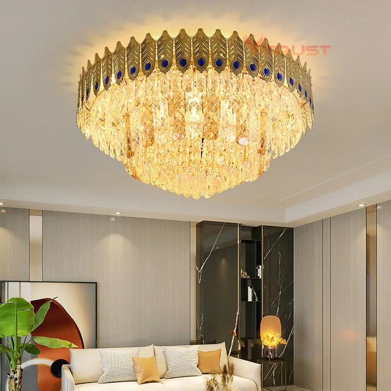 Hiện Đại Đèn Chùm Pha Lê Trần K9 Vàng Cristal Trần Treo Chiếu Sáng Phòn - DC-376