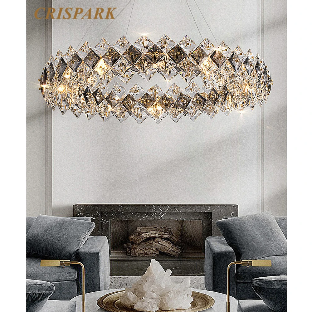Hiện Đại Đèn Chùm Pha Lê LED Cao Cấp Khói Cristal Đèn Chùm Cho Phòng Kh - DC-490