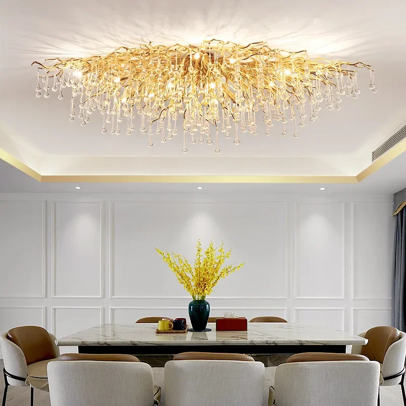 Đèn chùm LED pha lê hiện đại Nodric Vàng Bạc Cao cấp Đèn trần cho phòng - DC-756