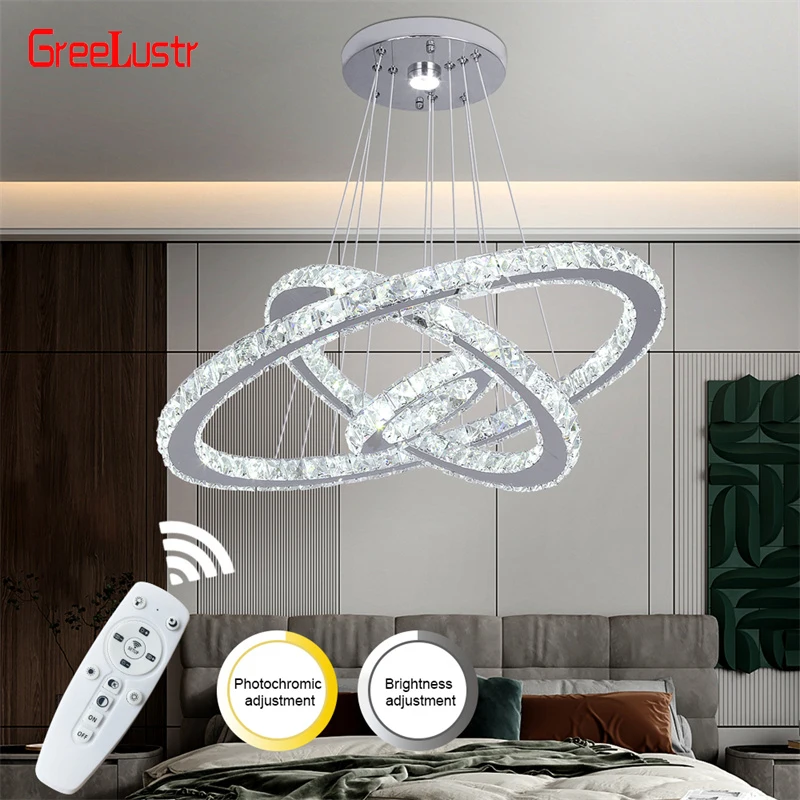 Nhẫn pha lê hiện đại Đèn chùm Led Trong nhà Đèn trần sang trọng Mờ và đ - DC-180