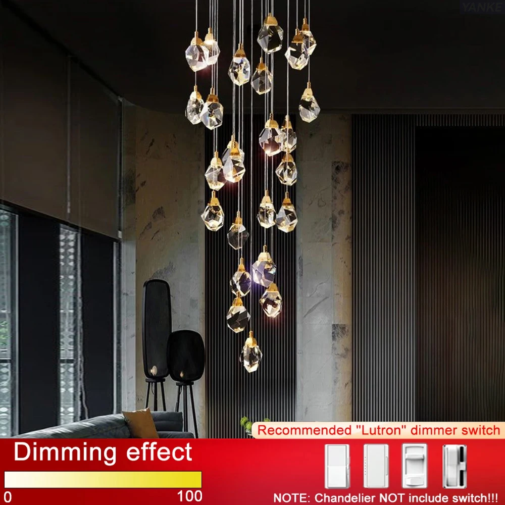 Hiện Đại Kim Cương Quả Cầu Pha Lê Đèn Chùm Cầu Thang Phòng Khách Led Cri - DC-87