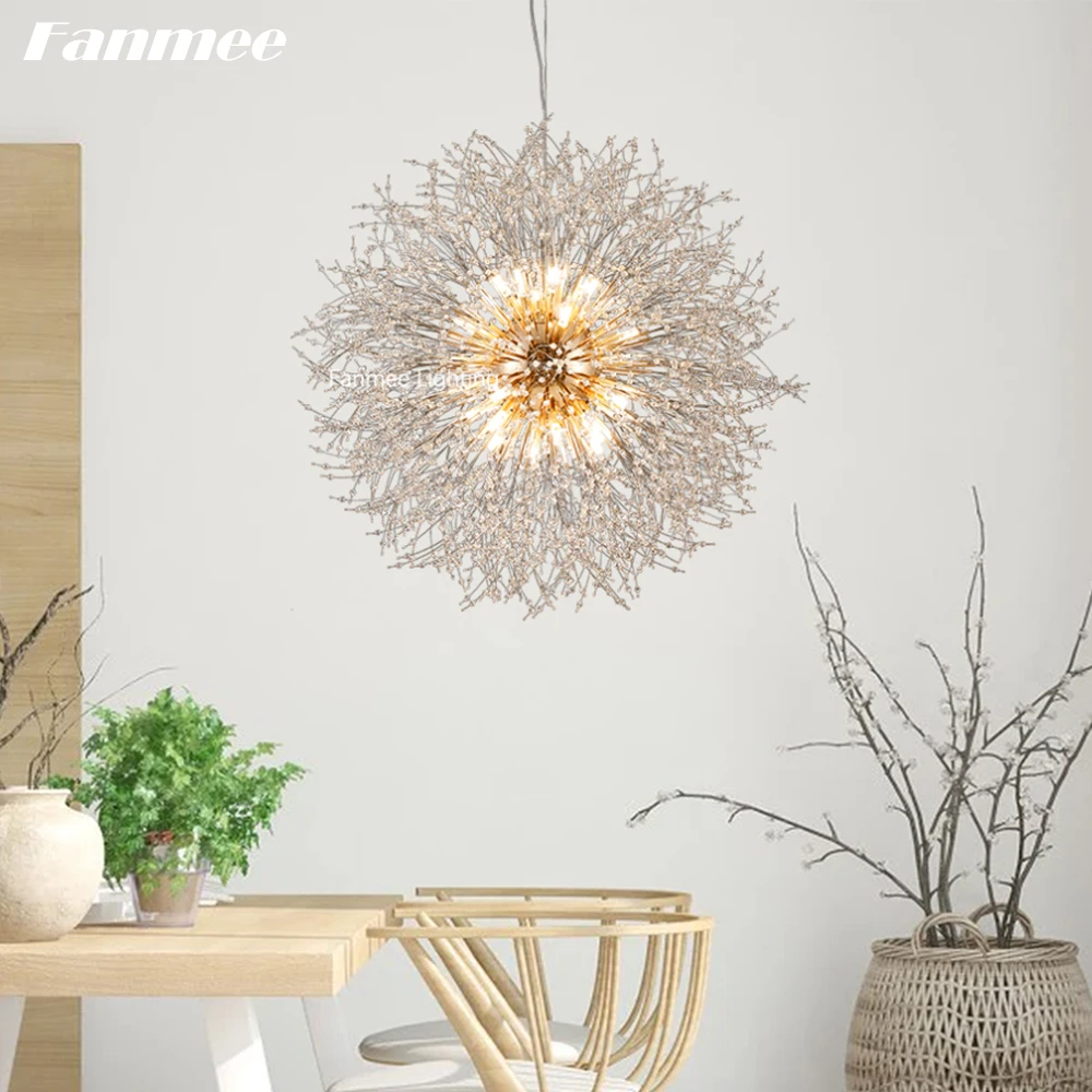 Hiện Đại Pháo Hoa Đèn Chùm Pha Lê Vàng Chrome Bồ Công Anh Đèn Chùm Ánh - DC-207