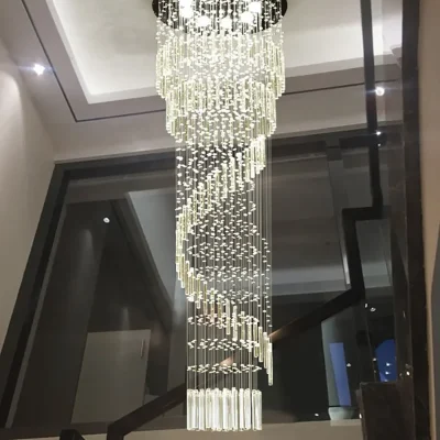 Đèn chùm pha lê K9 hiện đại Đèn cầu thang dài Đèn thang xoắn ốc Pha lê - DC-599