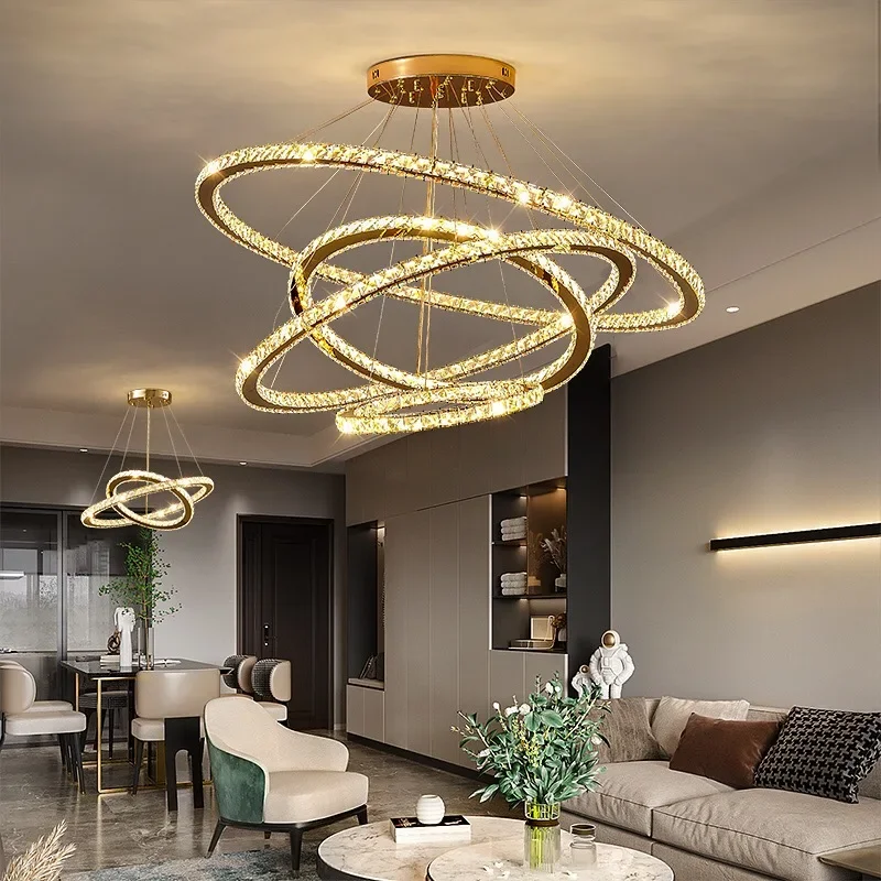 Hiện Đại K9 Nhẫn Pha Lê Led Đèn Chùm Đèn Chiếu Sáng Gia Đình Chrome Lus - DC-194