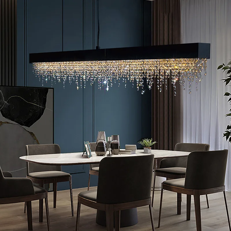 Nhà Bếp Hiện Đại Đảo Đèn Chùm Pha Lê Cao Cấp Phòng Ăn LED Treo Đèn Vàng - DC-439