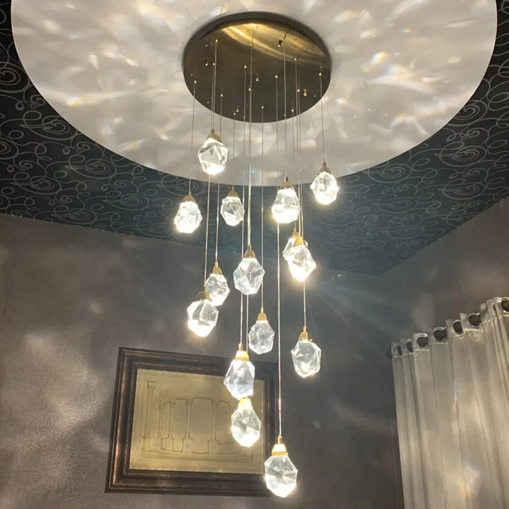 ĐÈN LED hiện đại Đèn Chùm Pha Lê Cầu Thang Phòng Khách Mặt Dây Chuyền Đ - DC-753
