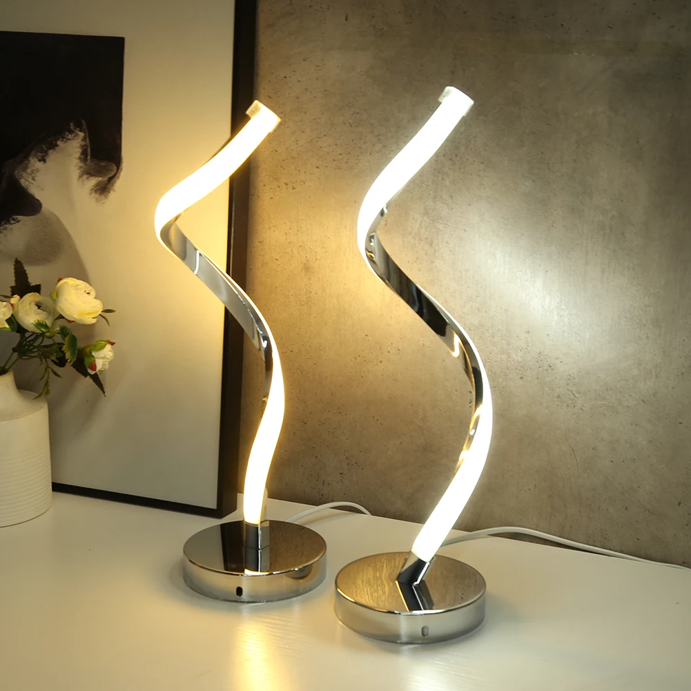 Đèn LED hiện đại Xoắn Ốc Đèn Bàn Để Bàn Đèn Ngủ Kim Loại Acrylic Bảo Vệ - DDB-64