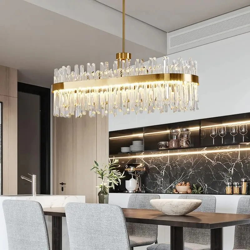 Đèn LED Hiện Đại Đèn Chùm Pha Lê Hình Chữ Nhật Treo Đèn Trang Trí Trong - DC-673