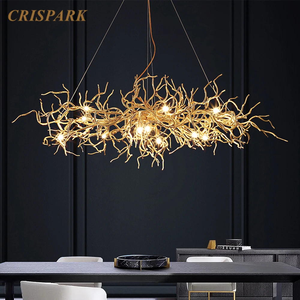 Hiện Đại Sang Trọng Đèn Chùm Chiếu Sáng LED Vàng Nhánh Đèn Chùm Cho Phò - DC-325