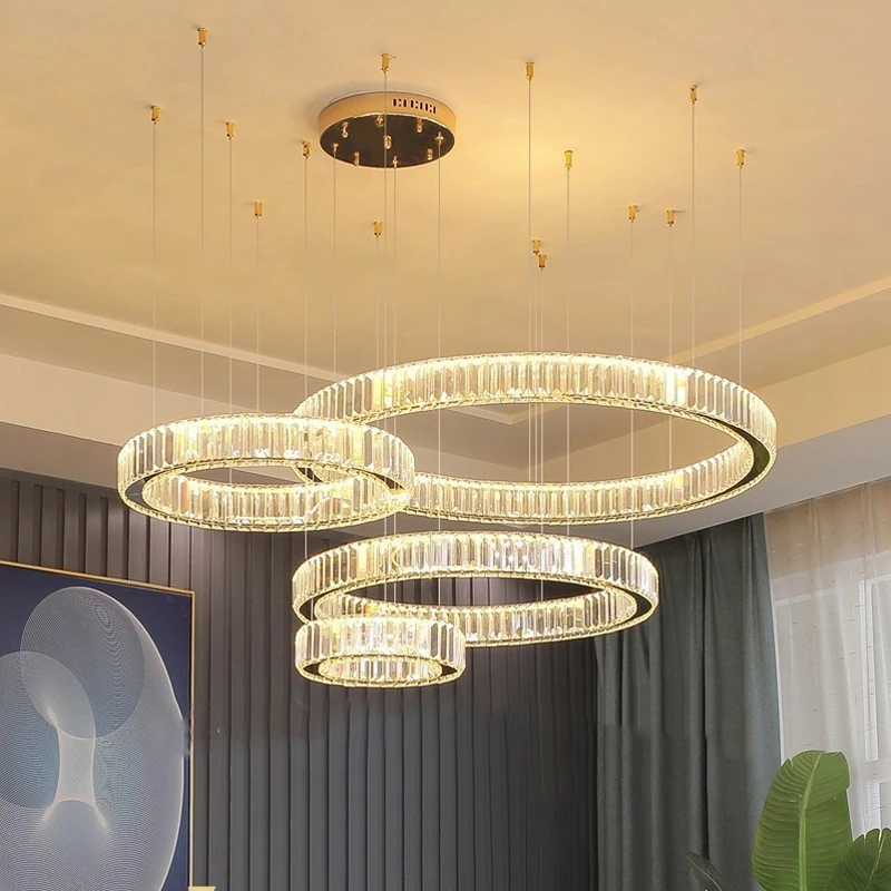 Đèn chùm pha lê sang trọng hiện đại cho phòng khách LED hình tròn tròn t - DC-78