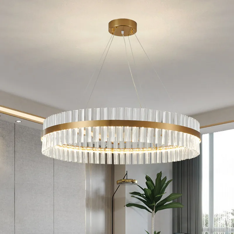 Vòng Hiện Đại Vòng Led Đèn Chùm Pha Lê Mờ Vàng Cho Phòng Khách Bàn Trun - DC-193