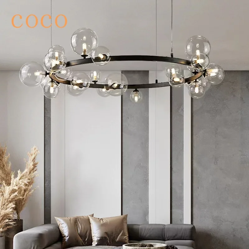 Hiện đại Đơn giản Full Star Kính trong suốt G9 Đèn chùm Khách sạn Nhà b - DC-234