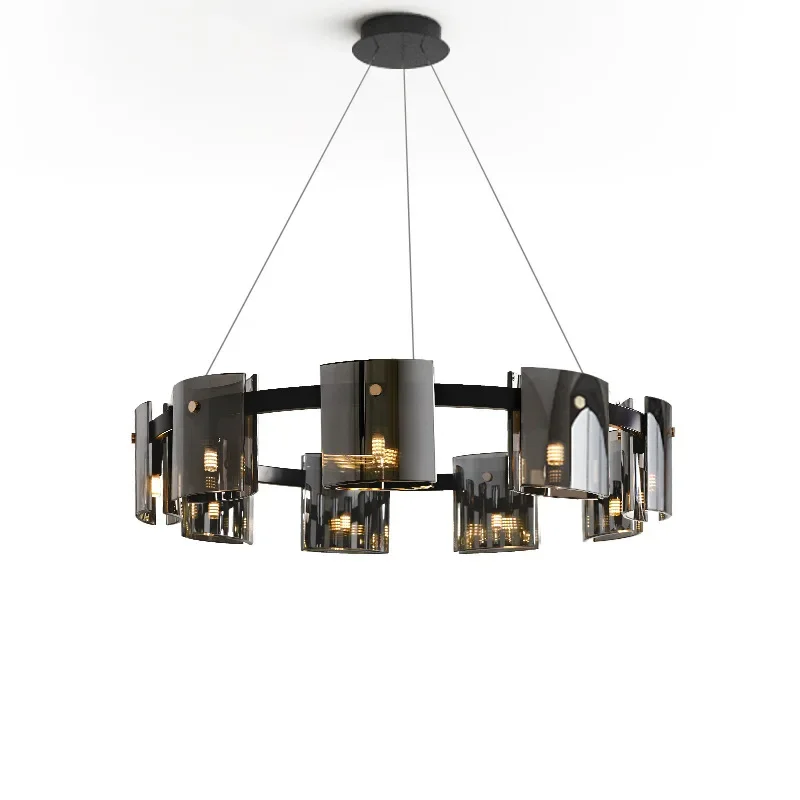 Hiện Đại Khói Kính Đèn Chùm Led Mặt Dây Đèn Sống Trang Trí Phòng Ăn Phò - DC-624
