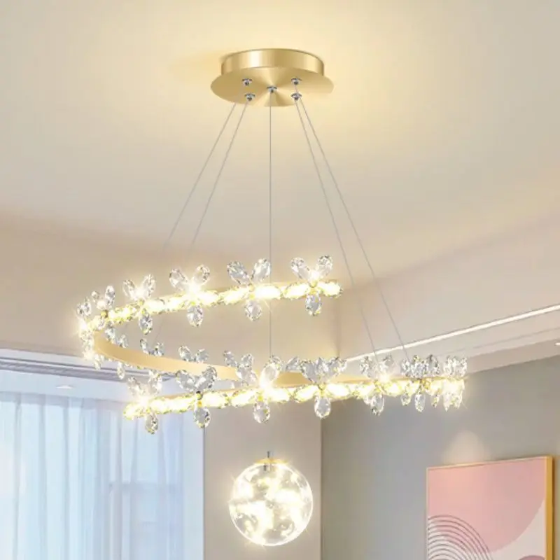 Hiện đại đơn giản hoa pha lê vàng trần đèn chùm ánh sáng phòng khách sa - DC-253