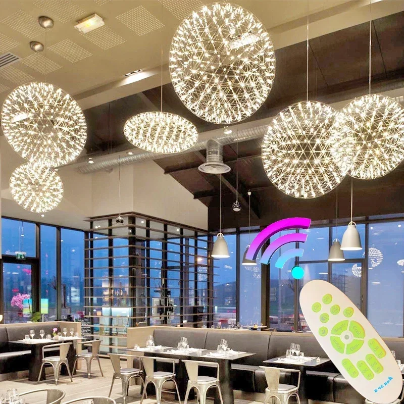 MỚI Từ Xa Hiện Đại Tia Lửa Bóng LED Trần Đèn Chùm Chiếu Sáng Pháo Hoa T - DC-371