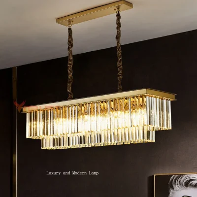 Hiện Đại Mới Đèn Chùm Pha Lê Sang Trọng K9 Pha Lê Vuông Vàng Đen LED Tr - DC-289